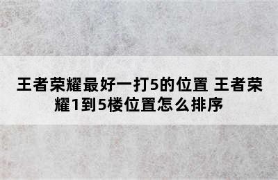 王者荣耀最好一打5的位置 王者荣耀1到5楼位置怎么排序